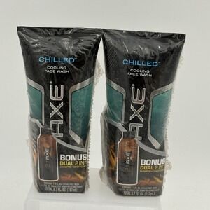 2-Pack Axe Chilled Cooling Face Wash w/ Bonus 2in1 Shampoo‎ Conditioner Sealed